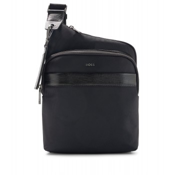 Hugo Boss Structured-nylon reporter bag with faux-leather trims 4021417356678 Black
