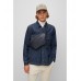 Hugo Boss Grained-leather belt bag with embossed monograms 4063535023285 Dark Blue