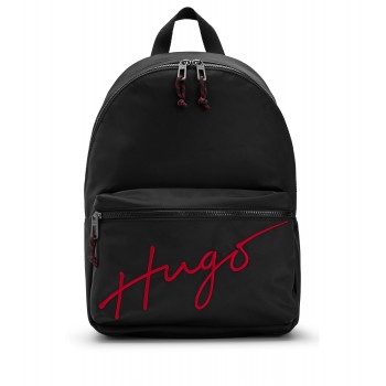 Hugo Boss Recycled-nylon backpack with embroidered handwritten logo 4063536086234 Black
