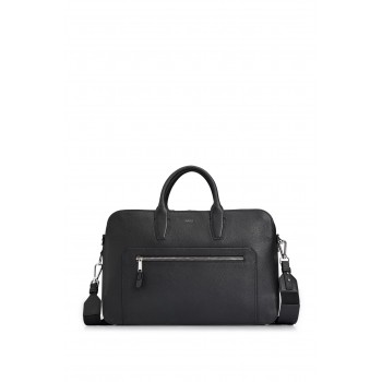 Hugo Boss Grained-leather double document case with branded hardware 4063537878067 Black