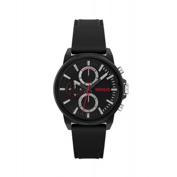 Hugo Boss Black-plated watch with silicone logo strap 7613272467315 Assorted-Pre-Pack