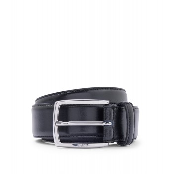Hugo Boss Italian-made polished-leather belt with stitching detail 50471174-001 Black