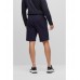 Hugo Boss Mixed-material regular-fit shorts with curved logo 50471850-402 Dark Blue