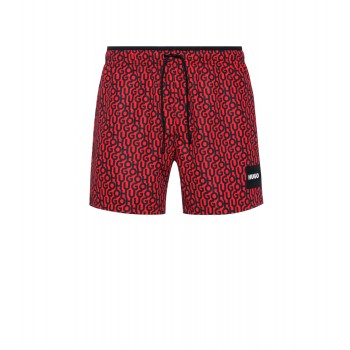 Hugo Boss Logo-print quick-drying swim shorts with branded label 50474409-693 Red Patterned