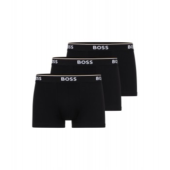 Hugo Boss Three-pack of stretch-cotton trunks with logo waistbands 50475274-001 Black