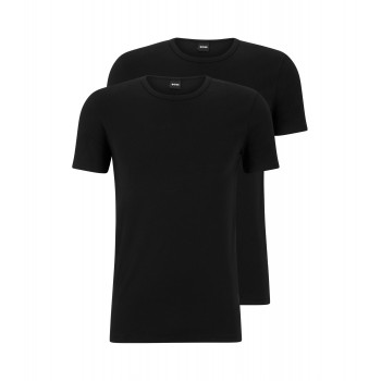 Hugo Boss Two-pack of stretch-cotton underwear T-shirts with logo 50475276-001 Black