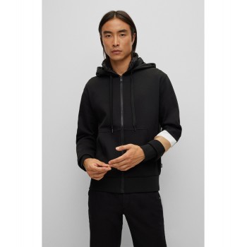 Hugo Boss Hybrid zip-up hoodie with quilted back 50476805-001 Black