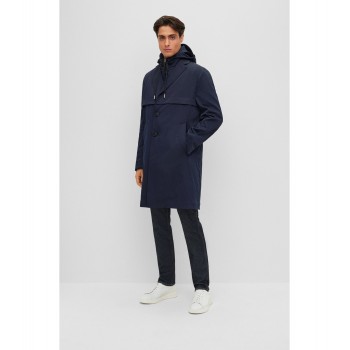 Hugo Boss Water-repellent relaxed-fit coat with zip-up inner 50479338-404 Dark Blue