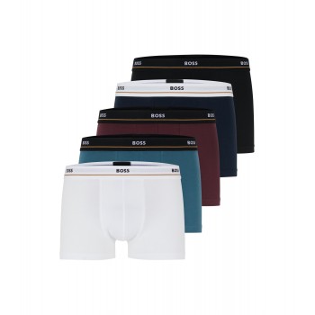 Hugo Boss Five-pack of stretch-cotton trunks with logo waistbands 50483636-979 Black/White/Red