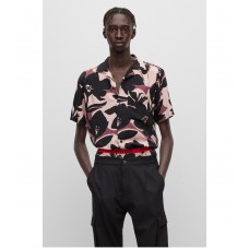 Hugo Boss Relaxed-fit shirt in digitally printed poplin 50484363-687 light pink