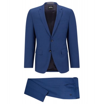 Hugo Boss Slim-fit suit in micro-patterned responsible wool 50484800-479 Blue