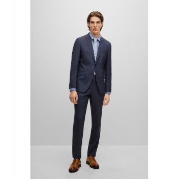 Hugo Boss Slim-fit suit in micro-patterned virgin-wool serge 50484811-404 Dark Blue