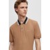 Hugo Boss Cotton-piqué slim-fit polo shirt with striped collar 50495709-260 Beige
