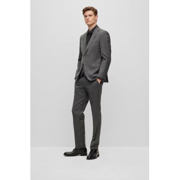 Hugo Boss Three-piece regular-fit suit in checked virgin wool 50497179 Silver