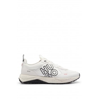 Hugo Boss Mixed-material trainers with stacked logo 50498701 White